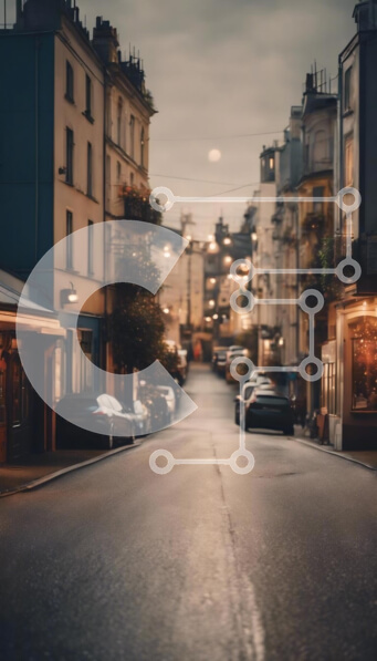 Intra Συλλεκτικό Ξύλινο Παζλ Plywood  4mm - Γοητευτική Urban Street στο σούρουπο Σε Ξύλινο Κουτί - Διαστάσεις Puzzle: 10x10 cm – 25 κομμάτια