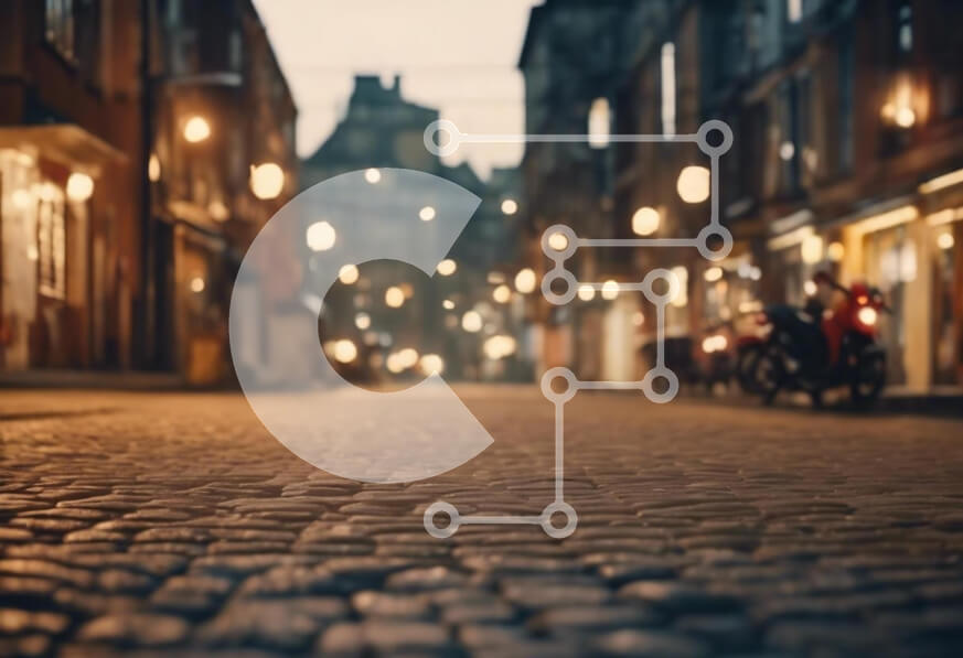 Intra Συλλεκτικό Ξύλινο Παζλ Plywood  4mm - Γοητευτική λιθόστρωτη οδός στο σούρουπο Σε Ξύλινο Κουτί - Διαστάσεις Puzzle: 10x10 cm – 25 κομμάτια