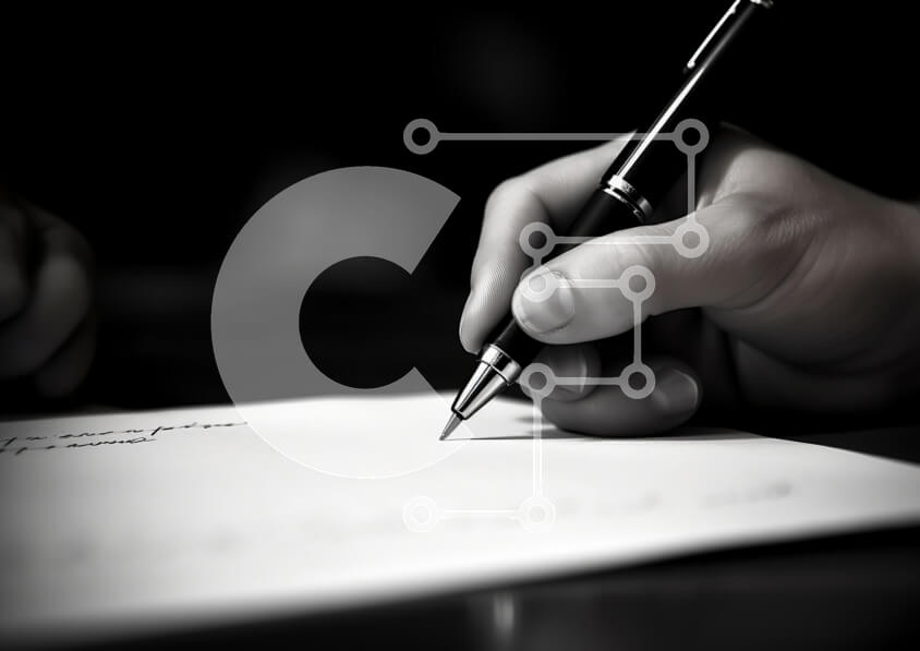 Intra Συλλεκτικό Ξύλινο Παζλ Plywood  4mm - Κοντινό πλάνο του χεριού γραφής με στυλό Σε Ξύλινο Κουτί - Διαστάσεις Puzzle: 10x10 cm – 25 κομμάτια