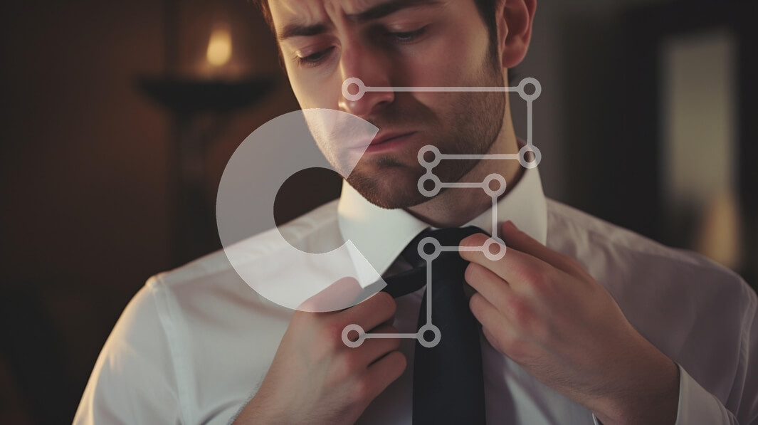 Intra Συλλεκτικό Ξύλινο Παζλ Plywood  4mm - Άνδρας που ρυθμίζει τη γραβάτα σε ημίφως Σε Ξύλινο Κουτί - Διαστάσεις Puzzle: 10x10 cm – 25 κομμάτια