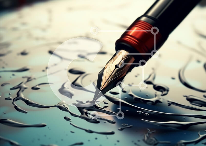 Intra Συλλεκτικό Ξύλινο Παζλ Plywood  4mm - Στυλό σε ανακλαστική επιφάνεια με σταγονίδια νερού Σε Ξύλινο Κουτί - Διαστάσεις: 10x10 cm – 25 κομμάτια