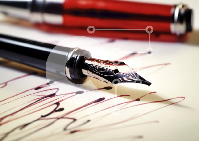 Intra Συλλεκτικό Ξύλινο Παζλ Plywood  4mm - Κοντινό πλάνο στυλό σε χαρτί Σε Ξύλινο Κουτί - Διαστάσεις: 10x10 cm – 25 κομμάτια