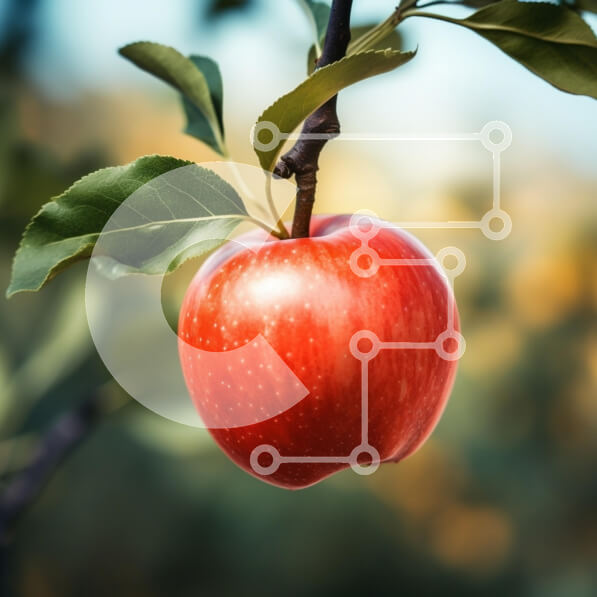 Intra Συλλεκτικό Ξύλινο Παζλ Plywood  4mm - Φρέσκο ​​κόκκινο μήλο στον κλάδο δέντρων Σε Ξύλινο Κουτί - Διαστάσεις: 10x10 cm – 25 κομμάτια