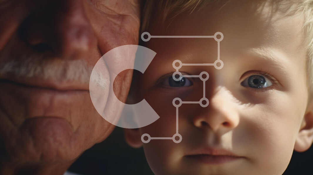 Intra Συλλεκτικό Ξύλινο Παζλ Plywood  4mm - Πορτρέτο ενός αγοριού και ενός ηλικιωμένου άνδρα Σε Ξύλινο Κουτί - Διαστάσεις Puzzle: 10x10 cm – 25 κομμάτια