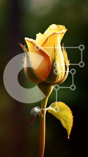 Σετ των 2 Intra Συλλεκτικό Ξύλινο Παζλ Plywood  4mm - Κίτρινο τριαντάφυλλο με θολό πράσινο φόντο Σε Ξύλινο Κουτί - Διαστάσεις: 10x10 cm – 25 κομμάτια