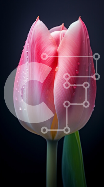 Σετ των 2 Intra Συλλεκτικό Ξύλινο Παζλ Plywood  4mm - Κοντινό πλάνο μιας ροζ τουλίπας με σταγονίδια νερού Σε Ξύλινο Κουτί - Διαστάσεις: 10x10 cm – 25 κομμάτια