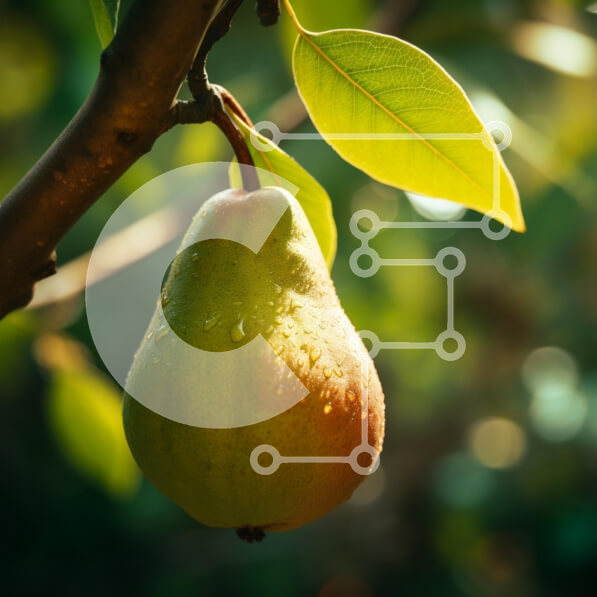 Intra Συλλεκτικό Ξύλινο Παζλ Plywood  4mm - Ώριμο αχλάδι σε ένα κλαδί δέντρου Σε Ξύλινο Κουτί - Διαστάσεις: 10x10 cm – 25 κομμάτια