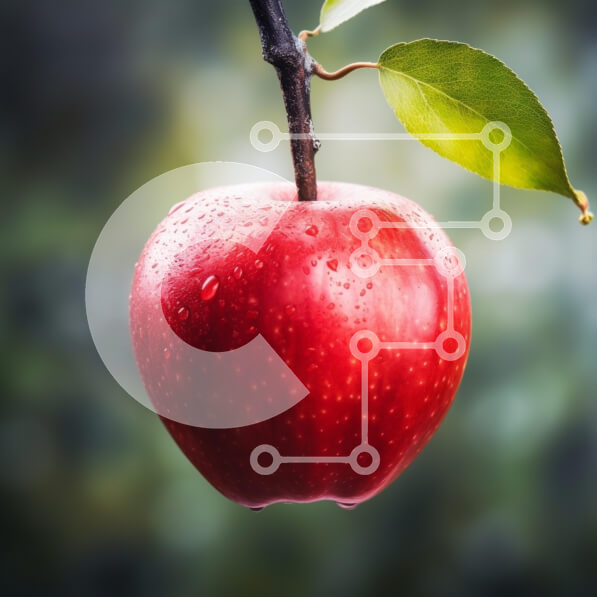 Σετ των 2 Intra Συλλεκτικό Ξύλινο Παζλ Plywood  4mm - Φρέσκο ​​κόκκινο μήλο με σταγονίδια νερού Σε Ξύλινο Κουτί - Διαστάσεις: 10x10 cm – 25 κομμάτια