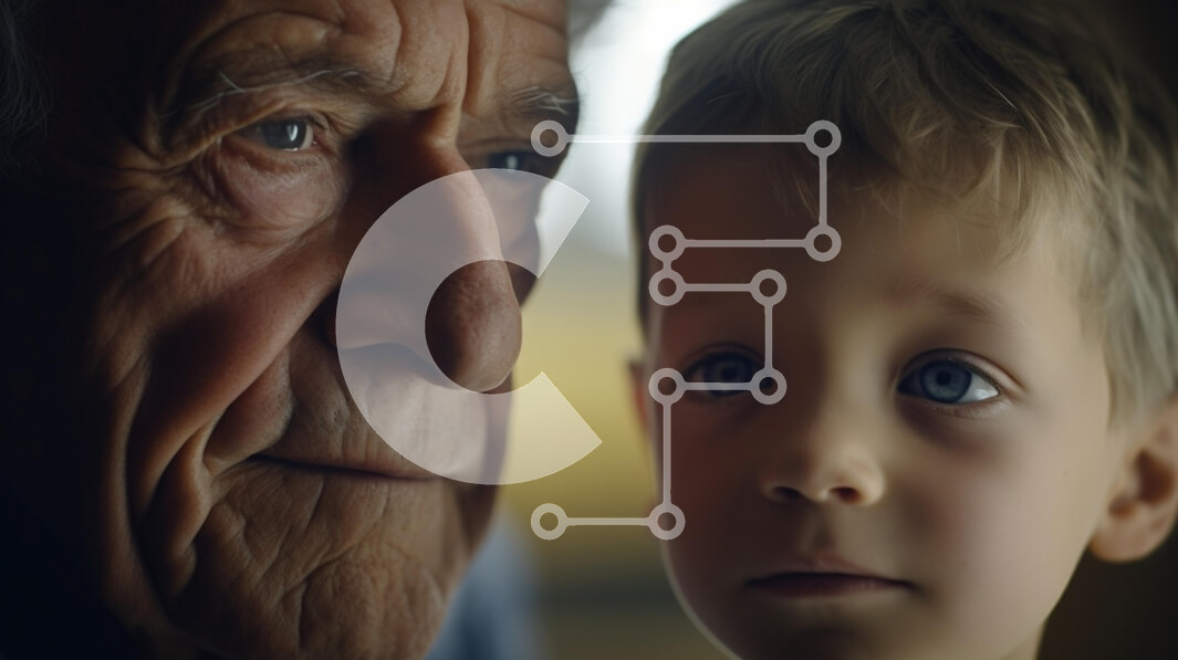 Intra Συλλεκτικό Ξύλινο Παζλ Plywood  4mm - Οικείο πορτρέτο ενός ηλικιωμένου άνδρα και ενός νεαρού αγοριού Σε Ξύλινο Κουτί - Διαστάσεις Puzzle: 10x10 cm – 25 κομμάτια