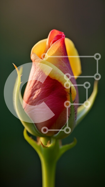 Σετ των 2 Intra Συλλεκτικό Ξύλινο Παζλ Plywood  4mm - Κοντινό πλάνο ενός ροζ και κίτρινου μπουμπουκιού τριαντάφυλλου Σε Ξύλινο Κουτί - Διαστάσεις: 10x10 cm – 25 κομμάτια