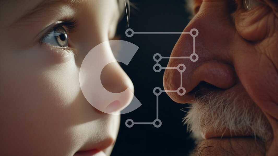 Intra Συλλεκτικό Ξύλινο Παζλ Plywood  4mm - Κοντινό πλάνο ενός παιδιού και ενός ηλικιωμένου άνδρα που μοιράζονται μια στιγμή Σε Ξύλινο Κουτί - Διαστάσεις Puzzle: 10x10 cm – 25 κομμάτια