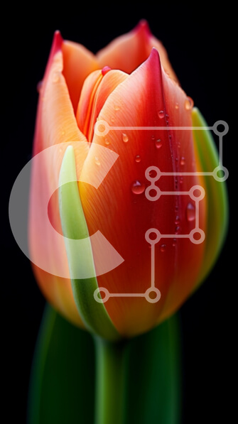 Σετ των 2 Intra Συλλεκτικό Ξύλινο Παζλ Plywood  4mm - Ζωντανή τουλίπα με σταγόνες νερού Σε Ξύλινο Κουτί - Διαστάσεις: 10x10 cm – 25 κομμάτια