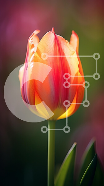 Σετ των 2 Intra Συλλεκτικό Ξύλινο Παζλ Plywood  4mm - Ζωντανό άνθος τουλίπας Σε Ξύλινο Κουτί - Διαστάσεις: 10x10 cm – 25 κομμάτια