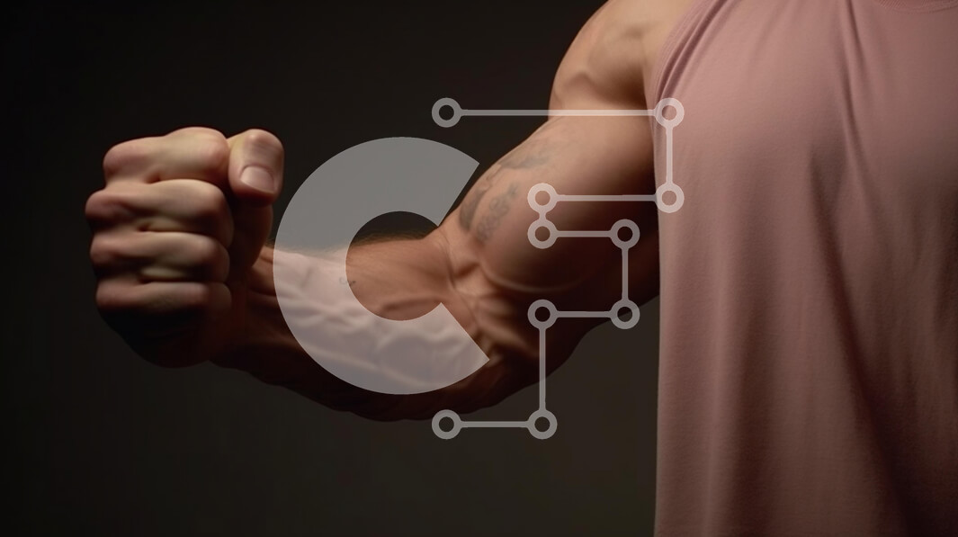 Intra Συλλεκτικό Ξύλινο Παζλ Plywood  4mm - Κοντινό πλάνο ενός μυϊκού βραχίονα με γροθιά Σε Ξύλινο Κουτί - Διαστάσεις Puzzle: 10x10 cm – 25 κομμάτια