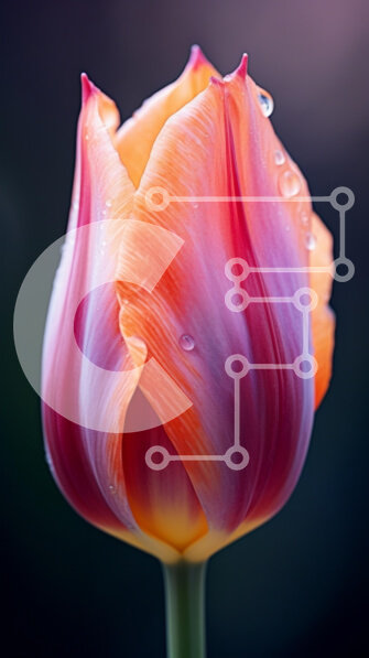 Σετ των 2 Intra Συλλεκτικό Ξύλινο Παζλ Plywood  4mm - Κοντινό πλάνο μιας ζωντανής τουλίπας με σταγονίδια νερού Σε Ξύλινο Κουτί - Διαστάσεις: 10x10 cm – 25 κομμάτια