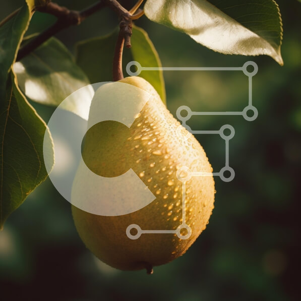 Intra Συλλεκτικό Ξύλινο Παζλ Plywood  4mm - Φρέσκο ​​αχλάδι που κρέμεται από κλαδί δέντρου Σε Ξύλινο Κουτί - Διαστάσεις: 10x10 cm – 25 κομμάτια