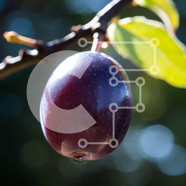 Intra Συλλεκτικό Ξύλινο Παζλ Plywood  4mm - Κοντινό πλάνο ενός ώριμου δαμάσκηνου σε ένα κλαδί δέντρου Σε Ξύλινο Κουτί - Διαστάσεις: 10x10 cm – 25 κομμάτια