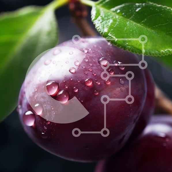 Σετ των 2 Intra Συλλεκτικό Ξύλινο Παζλ Plywood  4mm - Κοντινό πλάνο ενός φρέσκου δαμάσκηνου με σταγονίδια νερού Σε Ξύλινο Κουτί - Διαστάσεις: 10x10 cm – 25 κομμάτια