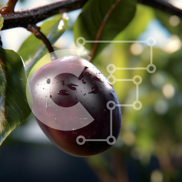 Intra Συλλεκτικό Ξύλινο Παζλ Plywood  4mm - Κοντινό πλάνο ενός φρέσκου δαμάσκηνου με σταγονίδια νερού Σε Ξύλινο Κουτί - Διαστάσεις: 10x10 cm – 25 κομμάτια