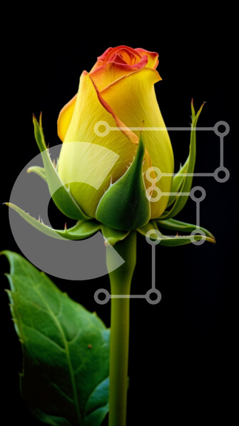 Σετ των 2 Intra Συλλεκτικό Ξύλινο Παζλ Plywood  4mm - Κίτρινο και κόκκινο τριαντάφυλλο σε μαύρο φόντο Σε Ξύλινο Κουτί - Διαστάσεις: 10x10 cm – 25 κομμάτια