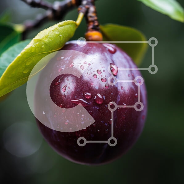 Intra Συλλεκτικό Ξύλινο Παζλ Plywood  4mm - Φρέσκο ​​δαμάσκηνο με σταγονίδια νερού Σε Ξύλινο Κουτί - Διαστάσεις: 10x10 cm – 25 κομμάτια