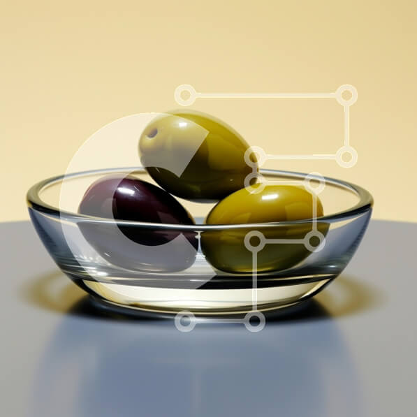 Σετ των 2 Intra Συλλεκτικό Ξύλινο Παζλ Plywood  4mm - Τρεις ελιές σε ένα γυάλινο μπολ Σε Ξύλινο Κουτί - Διαστάσεις: 10x10 cm – 25 κομμάτια