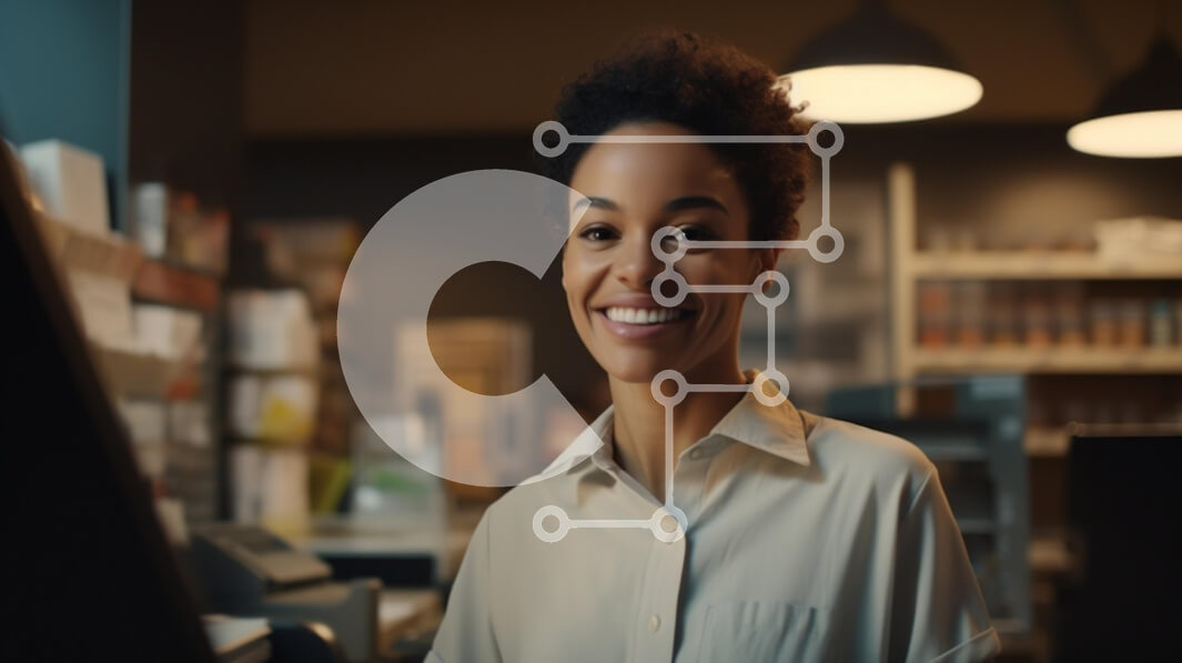 Intra Συλλεκτικό Ξύλινο Παζλ Plywood  4mm - Χαμογελαστή γυναίκα σε περιβάλλον εργασίας Σε Ξύλινο Κουτί - Διαστάσεις Puzzle: 10x10 cm – 25 κομμάτια