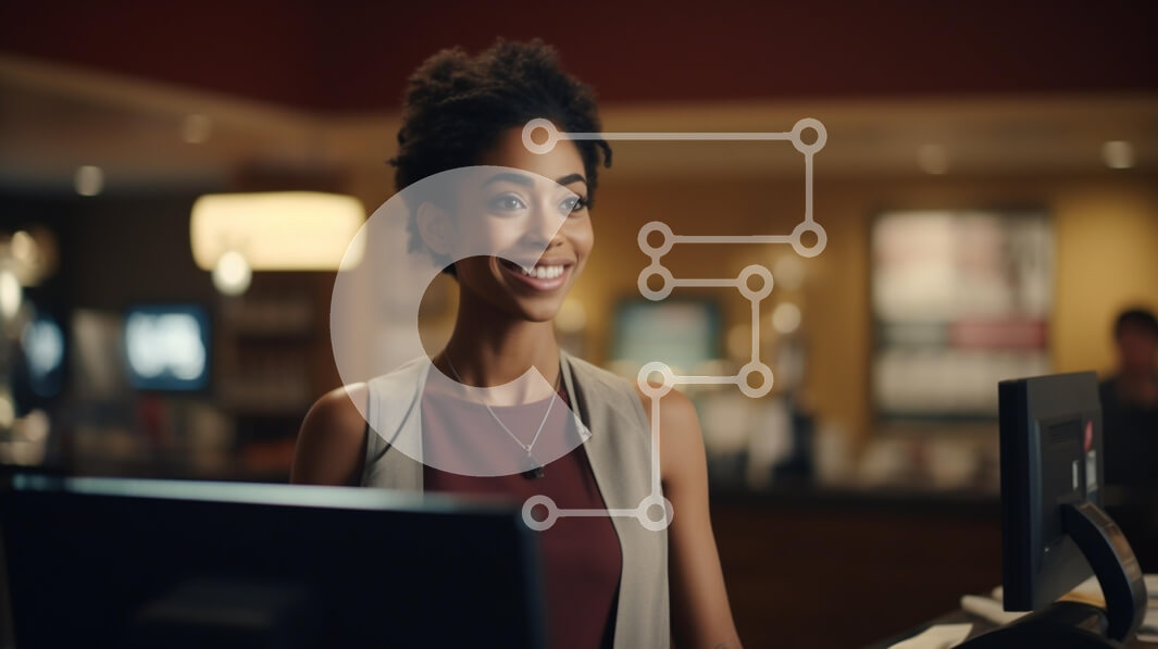 Intra Συλλεκτικό Ξύλινο Παζλ Plywood  4mm - Φιλική ρεσεψιονίστ σε περιβάλλον φιλοξενίας Σε Ξύλινο Κουτί - Διαστάσεις Puzzle: 10x10 cm – 25 κομμάτια