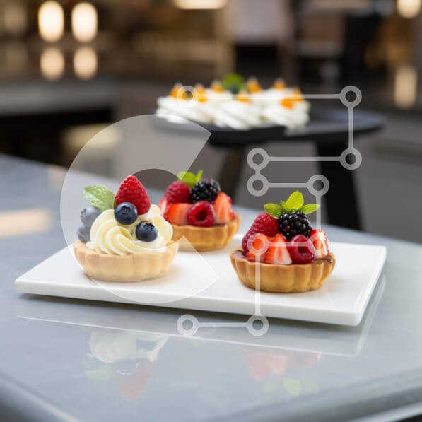 Σετ των 2 Intra Συλλεκτικό Ξύλινο Παζλ Plywood  4mm - Νόστιμες τάρτες φρούτων σε ένα πιάτο Σε Ξύλινο Κουτί - Διαστάσεις: 10x10 cm – 25 κομμάτια