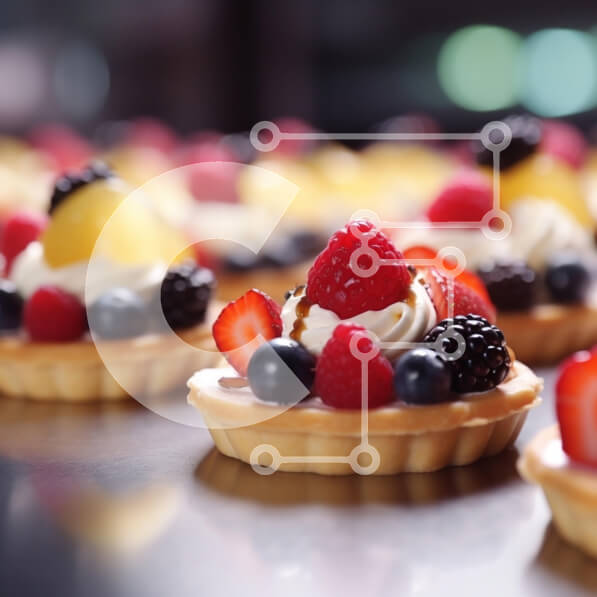 Σετ των 2 Intra Συλλεκτικό Ξύλινο Παζλ Plywood  4mm - Μίνι τάρτες φρούτων με φρέσκα μούρα Σε Ξύλινο Κουτί - Διαστάσεις: 10x10 cm – 25 κομμάτια