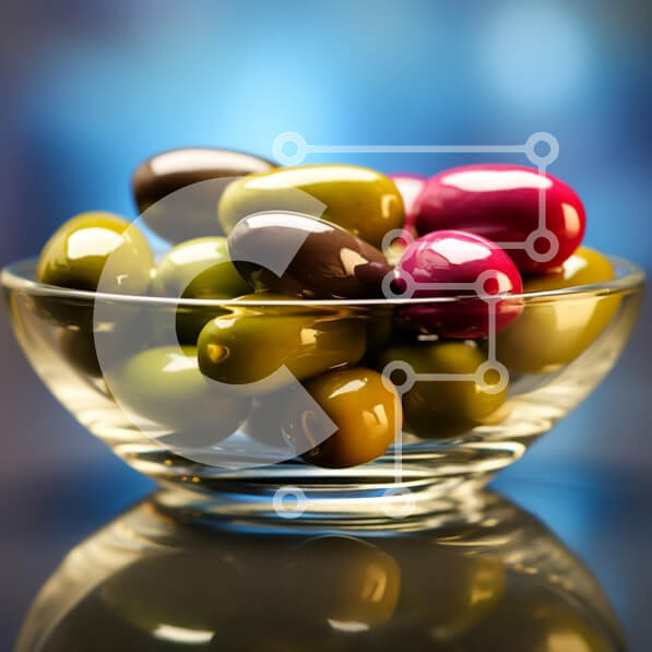 Σετ των 2 Intra Συλλεκτικό Ξύλινο Παζλ Plywood  4mm - Ποικιλία ελιών σε γυάλινο μπολ Σε Ξύλινο Κουτί - Διαστάσεις: 10x10 cm – 25 κομμάτια