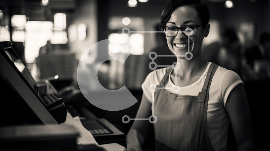 Intra Συλλεκτικό Ξύλινο Παζλ Plywood  4mm - Χαμογελαστός ταμίας στο ταμείο Σε Ξύλινο Κουτί - Διαστάσεις Puzzle: 10x10 cm – 25 κομμάτια