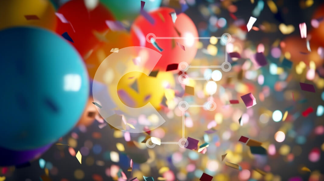 Intra Συλλεκτικό Ξύλινο Παζλ Plywood  4mm - Πολύχρωμη γιορτή με μπαλόνια και κομφετί Σε Ξύλινο Κουτί - Διαστάσεις: 10x10 cm – 25 κομμάτια