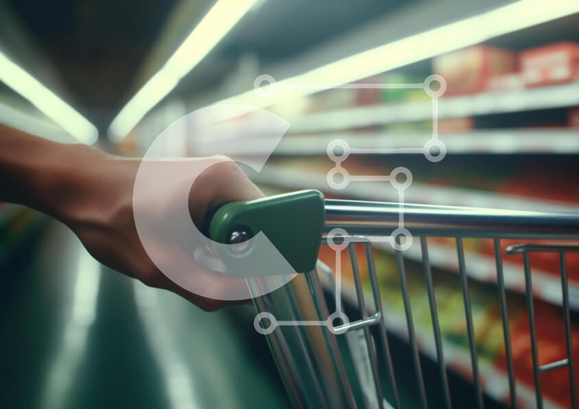 Intra Συλλεκτικό Ξύλινο Παζλ Plywood  4mm - Χέρι που πιάνει ένα καλάθι αγορών σε ένα παντοπωλείο Σε Ξύλινο Κουτί - Διαστάσεις: 10x10 cm – 25 κομμάτια