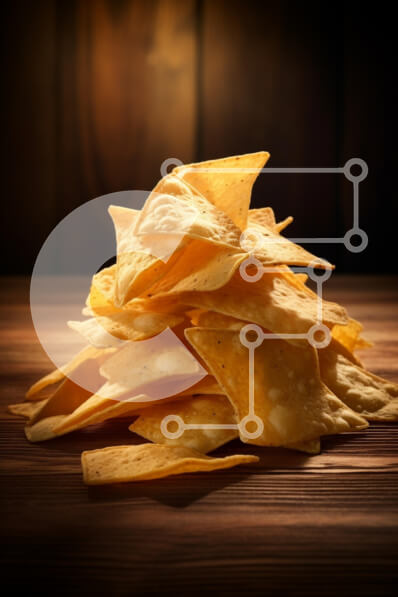 Σετ των 2 Intra Συλλεκτικό Ξύλινο Παζλ Plywood  4mm - Χρυσά τσιπς τορτίγιας σε ξύλινη επιφάνεια Σε Ξύλινο Κουτί - Διαστάσεις: 10x10 cm – 25 κομμάτια