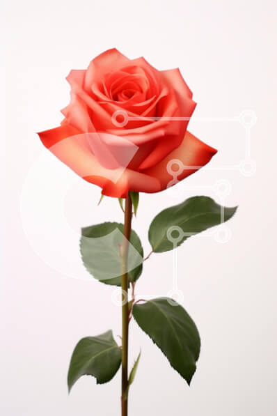 Intra Συλλεκτικό Ξύλινο Παζλ Plywood  4mm - Κοραλί τριαντάφυλλο σε άσπρο φόντο Σε Ξύλινο Κουτί - Διαστάσεις Puzzle: 10x10 cm – 25 κομμάτια