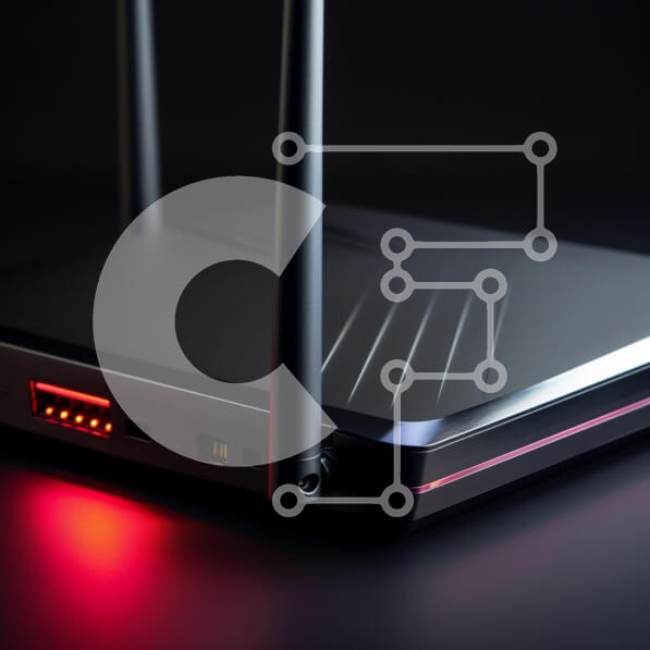 Intra Συλλεκτικό Ξύλινο Παζλ Plywood  4mm - Μοντέρνος δρομολογητής με κεραίες και κόκκινο φως Σε Ξύλινο Κουτί - Διαστάσεις Puzzle: 10x10 cm – 25 κομμάτια