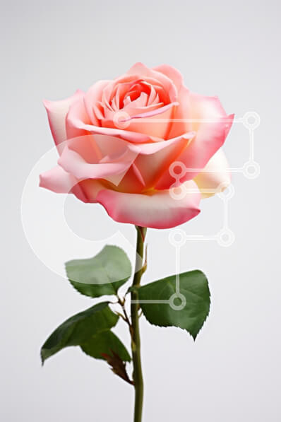 Intra Συλλεκτικό Ξύλινο Παζλ Plywood  4mm - Κομψό ροζ τριαντάφυλλο σε λευκό φόντο Σε Ξύλινο Κουτί - Διαστάσεις Puzzle: 10x10 cm – 25 κομμάτια