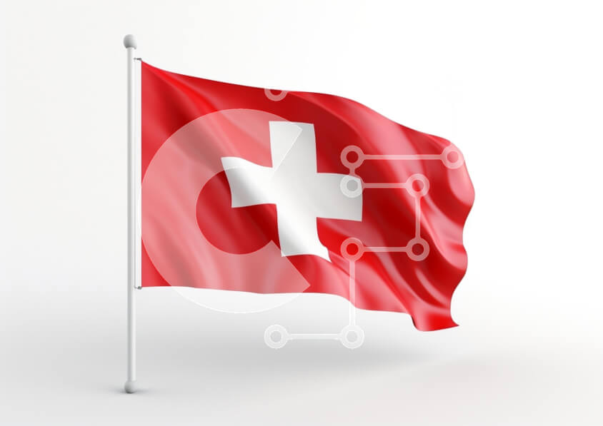 Intra Συλλεκτικό Ξύλινο Παζλ Plywood  4mm - Σημαία της Ελβετίας κυματίζει σε ουδέτερο φόντο Σε Ξύλινο Κουτί - Διαστάσεις Puzzle: 10x10 cm – 25 κομμάτια