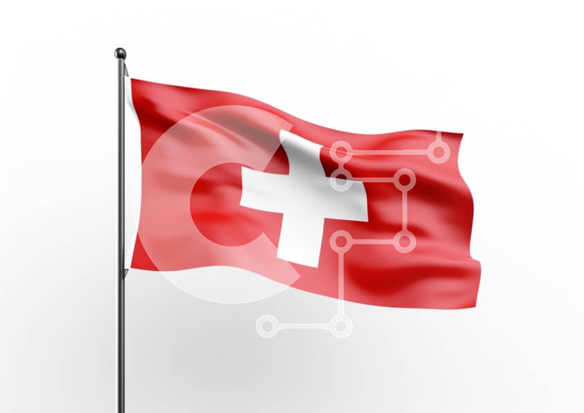 Intra Συλλεκτικό Ξύλινο Παζλ Plywood  4mm - Σημαία της Ελβετίας που κυματίζει σε έναν στύλο Σε Ξύλινο Κουτί - Διαστάσεις Puzzle: 10x10 cm – 25 κομμάτια