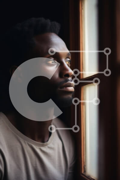 Intra Συλλεκτικό Ξύλινο Παζλ Plywood  4mm - Στοχαστικός νεαρός άνδρας που κοιτάζει έξω από ένα παράθυρο Σε Ξύλινο Κουτί - Διαστάσεις Puzzle: 10x10 cm – 25 κομμάτια