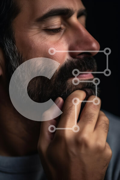 Intra Συλλεκτικό Ξύλινο Παζλ Plywood  4mm - Στοχαστικός άντρας με γένια Σε Ξύλινο Κουτί - Διαστάσεις Puzzle: 10x10 cm – 25 κομμάτια