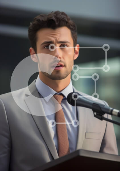 Intra Συλλεκτικό Ξύλινο Παζλ Plywood  4mm - Νέος επαγγελματίας που μιλάει σε ένα βήμα Σε Ξύλινο Κουτί - Διαστάσεις Puzzle: 10x10 cm – 25 κομμάτια