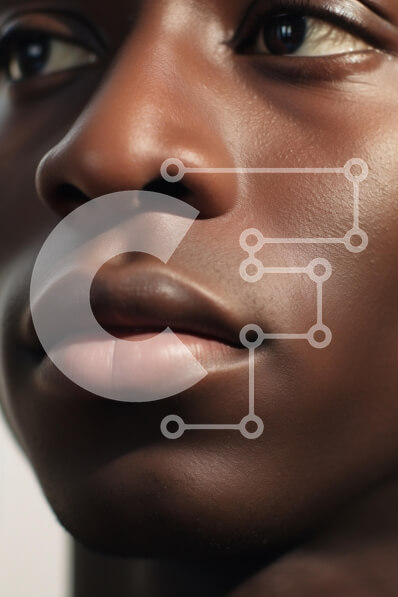 Intra Συλλεκτικό Ξύλινο Παζλ Plywood  4mm - Κοντινό πλάνο του προσώπου ενός ατόμου με λείο δέρμα και φυσικό φωτισμό Σε Ξύλινο Κουτί - Διαστάσεις Puzzle: 10x10 cm – 25 κομμάτια