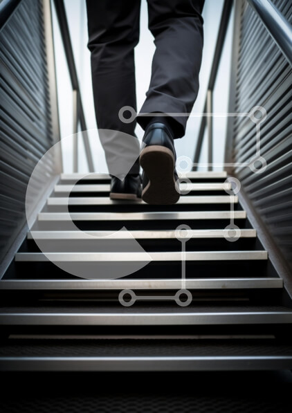 Intra Συλλεκτικό Ξύλινο Παζλ Plywood  4mm - Άτομο που αναρριχείται σε μεταλλικές σκάλες Σε Ξύλινο Κουτί - Διαστάσεις Puzzle: 10x10 cm – 25 κομμάτια