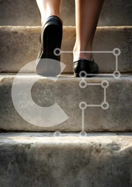 Intra Συλλεκτικό Ξύλινο Παζλ Plywood  4mm - Άτομο που σκαρφαλώνει πέτρινα σκαλοπάτια Σε Ξύλινο Κουτί - Διαστάσεις Puzzle: 10x10 cm – 25 κομμάτια