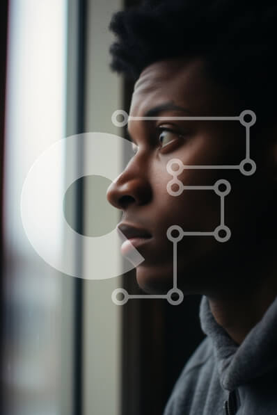 Intra Συλλεκτικό Ξύλινο Παζλ Plywood  4mm - Στοχαστικός νεαρός άνδρας που κοιτάζει έξω από το παράθυρο Σε Ξύλινο Κουτί - Διαστάσεις Puzzle: 10x10 cm – 25 κομμάτια