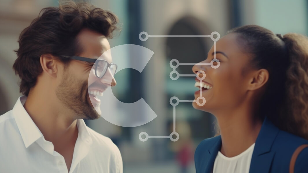 Intra Συλλεκτικό Ξύλινο Παζλ Plywood  4mm - Χαρούμενη αλληλεπίδραση μεταξύ δύο ανθρώπων Σε Ξύλινο Κουτί - Διαστάσεις Puzzle: 10x10 cm – 25 κομμάτια