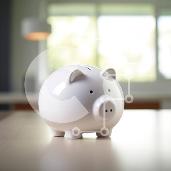 Intra Συλλεκτικό Ξύλινο Παζλ Plywood  4mm - Λευκός κουμπαράς σε ξύλινο τραπέζι Σε Ξύλινο Κουτί - Διαστάσεις: 10x10 cm – 25 κομμάτια