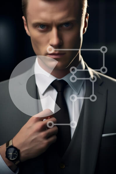 Intra Συλλεκτικό Ξύλινο Παζλ Plywood  4mm - Άνδρας με αυτοπεποίθηση με προσαρμοσμένο κοστούμι Σε Ξύλινο Κουτί - Διαστάσεις Puzzle: 10x10 cm – 25 κομμάτια